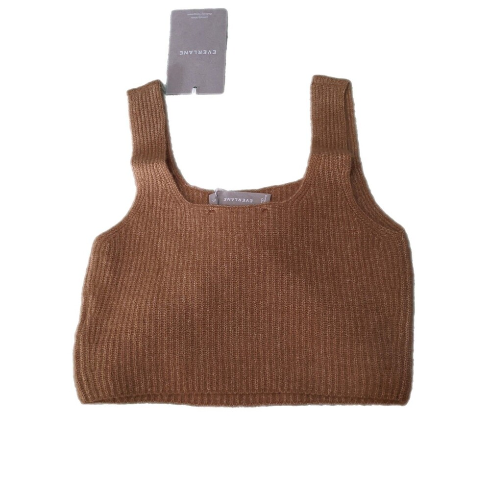 Everlane NWT Cropped Tank Top WOMEN'S Camel Stretch Wool Blend Soft, Size XS
